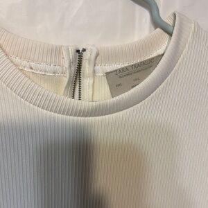 Zara Trafaluc Cream Ribbed Top